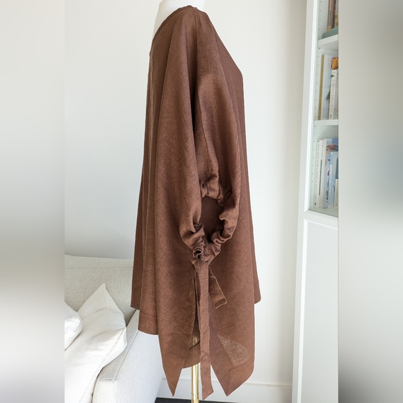 Chocolate Linen Tunic Shawl - Picture 3 of 7